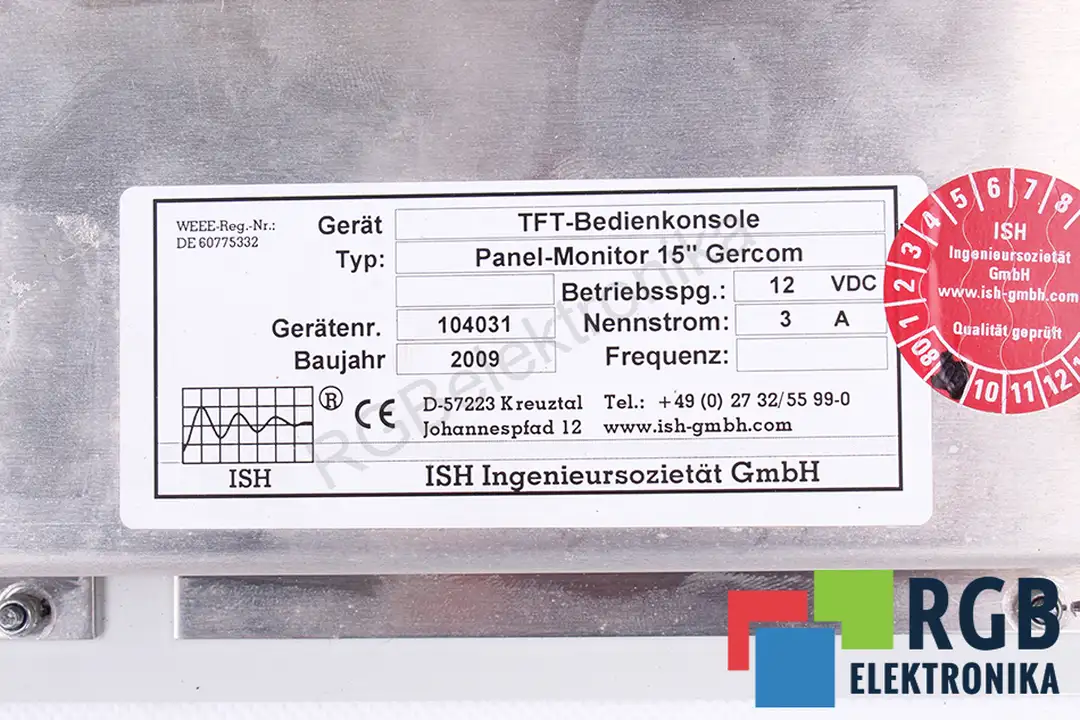 PANEL-MONITOR 15" GERCOM ISH